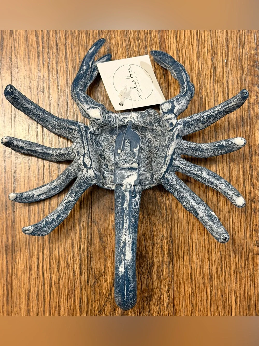 NWT Indaba Trading Coastal Cast Iron Blue Crab Wall Hook - Decorative Home Decor